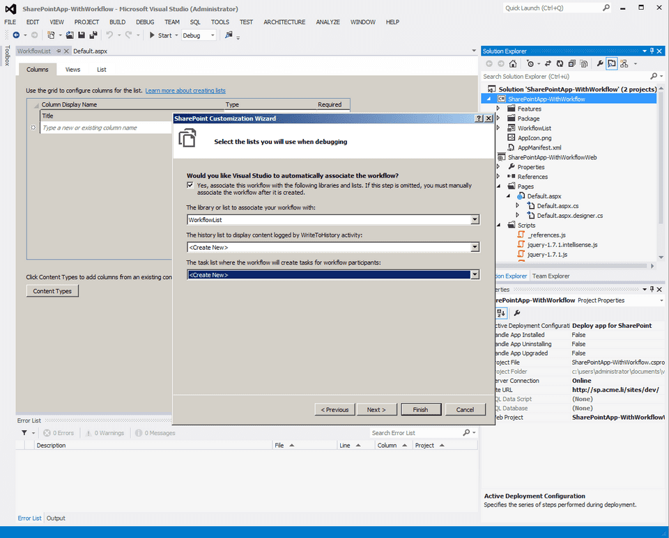 Add Workflow - Set Lists